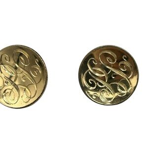 Sterling Silver Monogram Disc Screwback Earrings